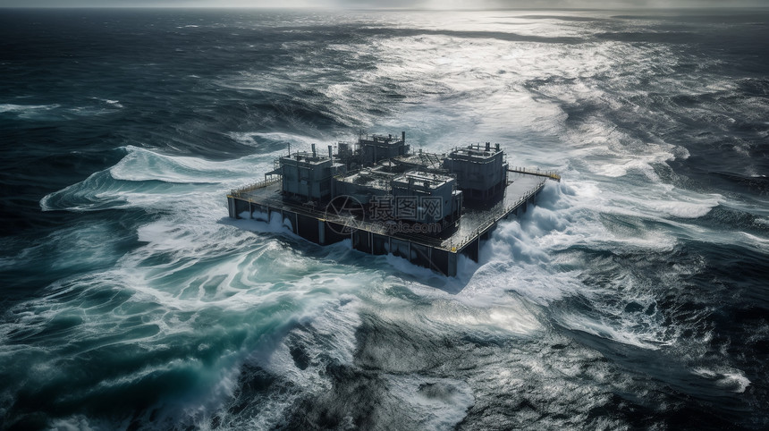 海洋发电站在海浪中图片