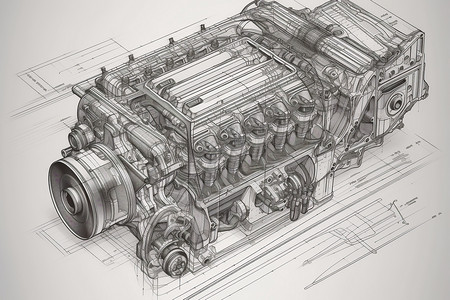 发动机缸体汽车发动机插画