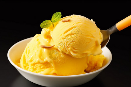 奶香浓郁的芒果味冰淇淋图片