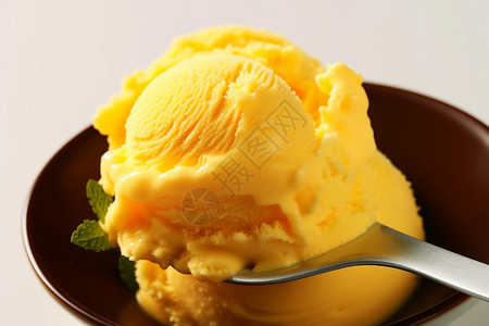 盘子中的冰淇淋图片