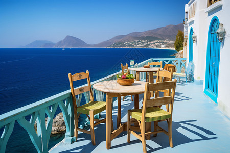 海餐厅欣赏海洋景色的休息区背景