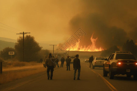 野火疏散场景背景图片