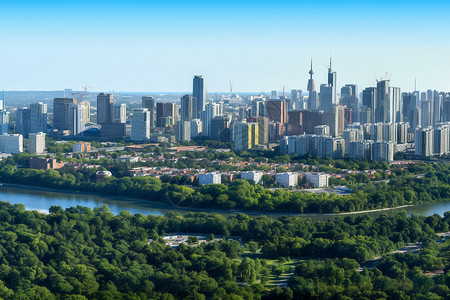 山顶公园俯瞰城市建筑全景图高清图片