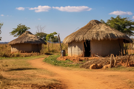 非洲大草原上的贫穷部落高清图片