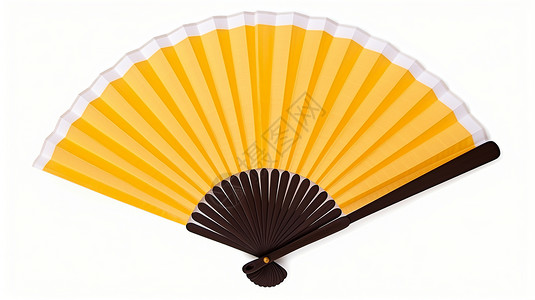 流苏穗扇子白色背景上的黄色折扇设计图片