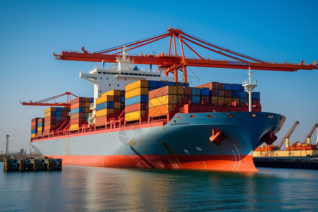 国际经济与贸易出口卸货航海航运船舶物流贸易码头背景