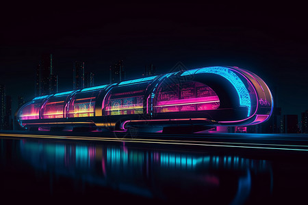 未来派城市波普艺术风格高铁火车图片
