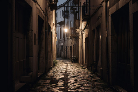 城市小巷寂静无人的胡同图片