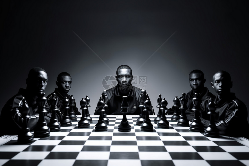 黑色国际象棋队图片