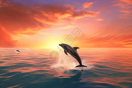 海里跳跃的海豚设计图片