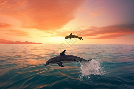 跳跃的海豚海豚在海浪中跳跃设计图片