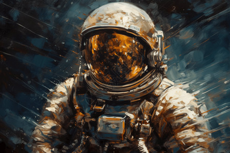 黑暗的太空里一个宇航员背景图片
