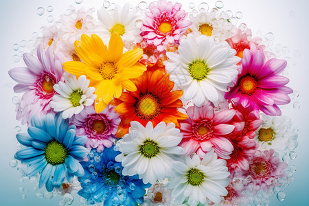 盛开的雏菊五颜六色的雏菊设计图片