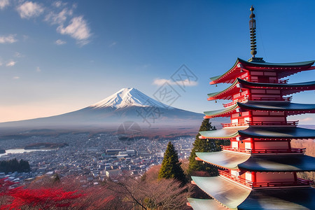 美丽的富士山风光背景图片