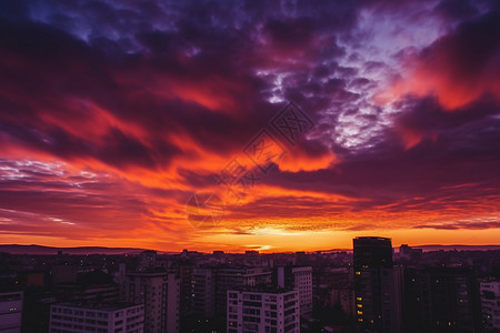 黎明天空下的城市图片