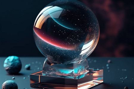 透明水晶奖杯透明玻璃球体背景