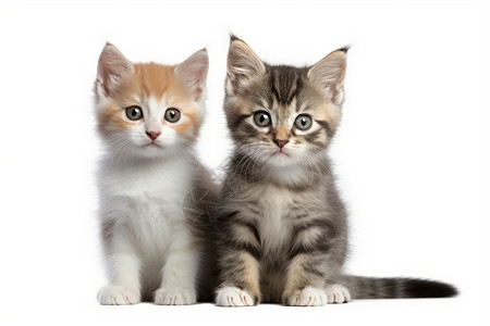 两只欧洲短毛猫坐在一起高清图片