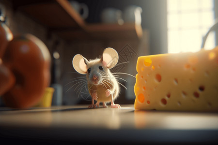 可爱大黄老鼠老鼠偷拿奶酪设计图片