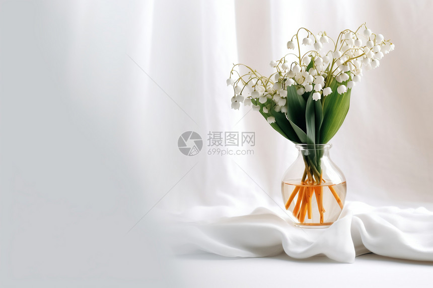 玻璃花瓶中的花束图片