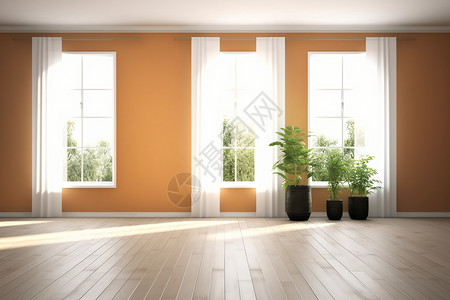 室内空间和盆栽背景图片