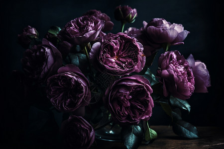 一束深紫色玫瑰图片