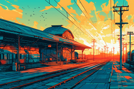 波普艺术的火车站背景图片