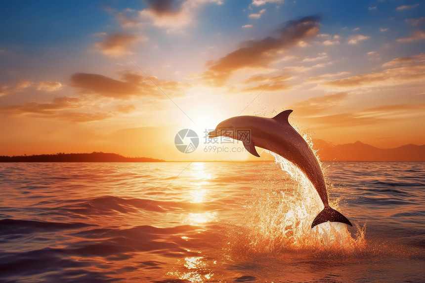 一只海豚一跃而起图片