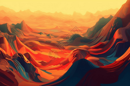 热浪炎热的沙漠背景插画