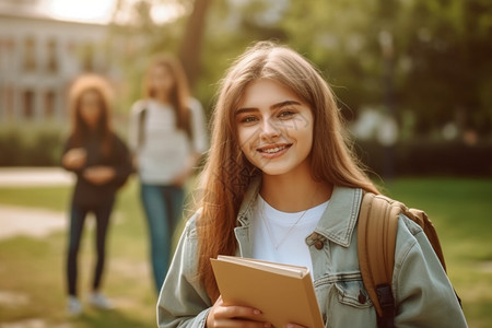 大学校园里女生背景图片