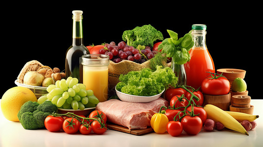 蔬菜水果肉类各种蔬菜水果和肉类背景