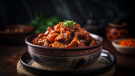 传统的中式红烧肉背景图片