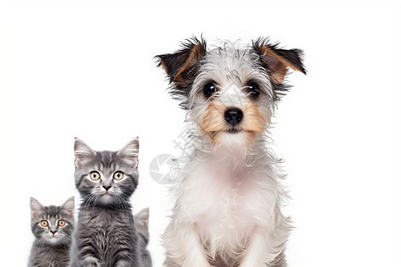 可爱的猫猫和狗狗背景图片