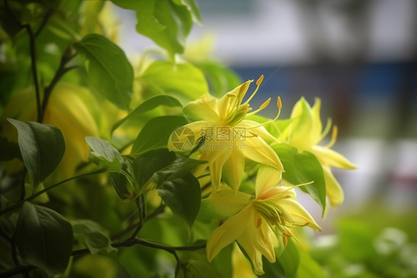 花园中黄花的特写镜头图片