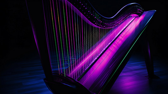 紫色时尚竖琴设计图片