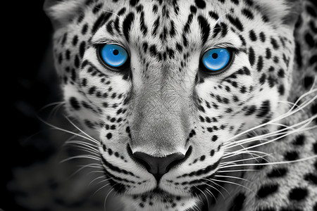 蓝色斑点斑点豹的面部特写背景