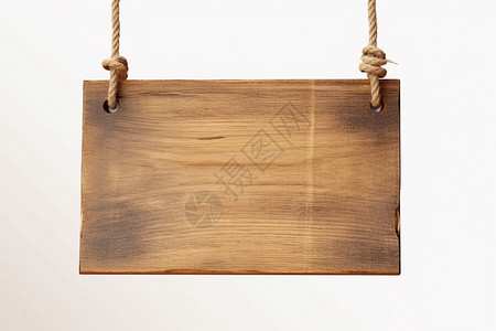 禁止提示牌挂在绳子上的空白木牌背景