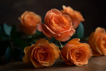 橙色玫瑰花束图片