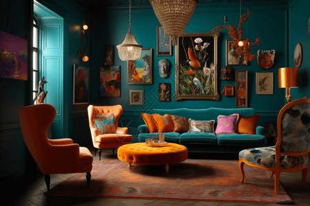 颜色鲜艳的客厅图片