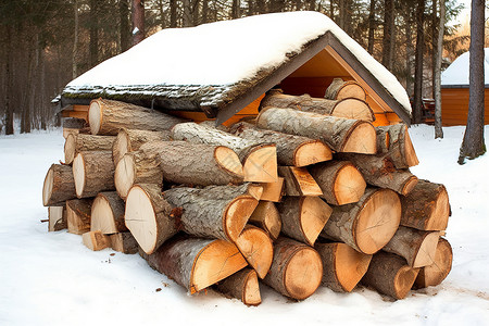 过冬的木材图片