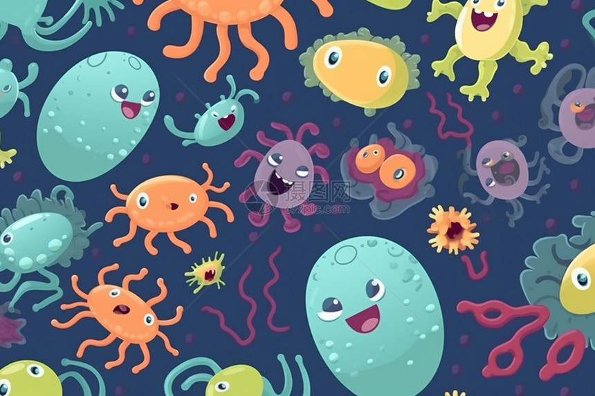各种各样的卡通细菌图片