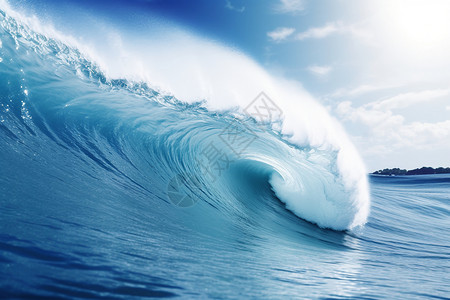 蓝色海洋波浪波涛凶猛的海浪背景