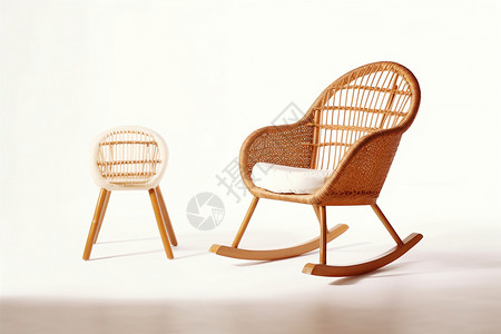 木质摇椅和小椅子图片