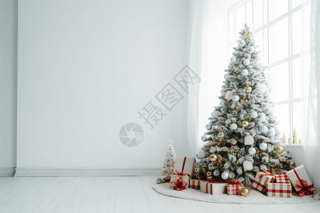 房间里的圣诞树背景图片