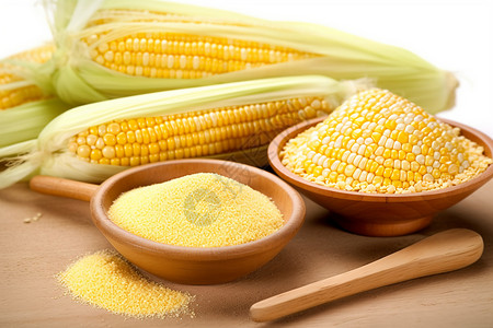 玉米粒与玉米面背景图片