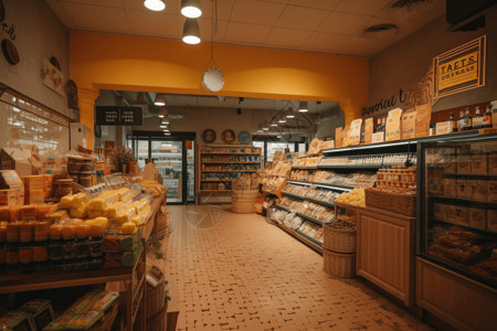超市柔美的灯光与水果柜台高清图片素材