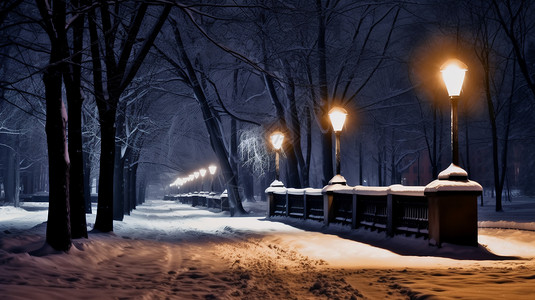 冰雪公园夜间冬天公园设计图片