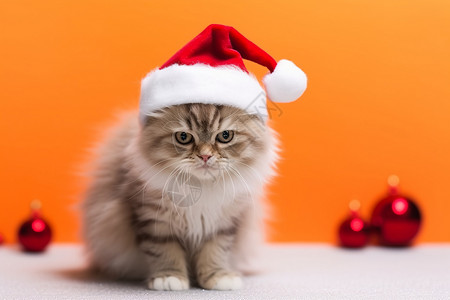 可爱的圣诞节小猫背景图片