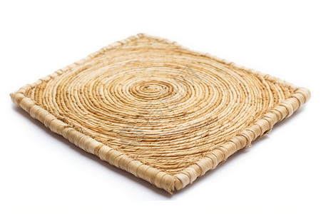 稻草编织方形稻草手工编织垫子背景