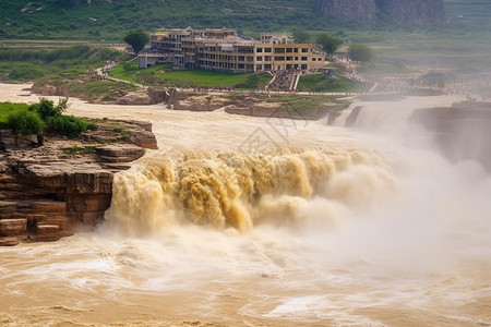 风景名胜区黄河瀑布背景图片