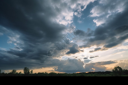 雷暴前的天空背景图片